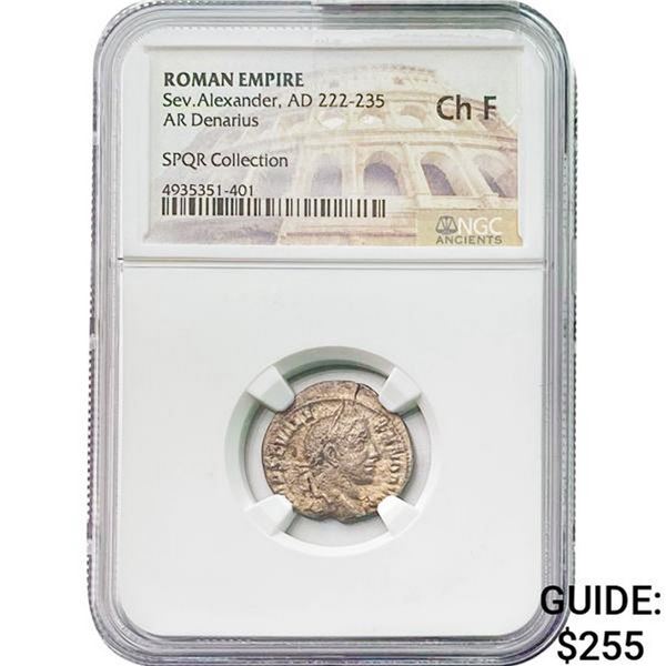 Roman Sev. Alexander, AD 222-235 Silver Denarius  CH F