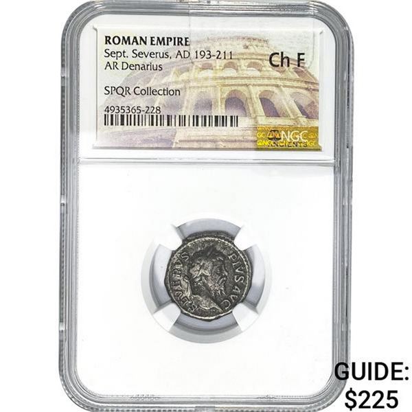 Roman Sept. Severus, AD 193-211 Silver Denarius  CH F