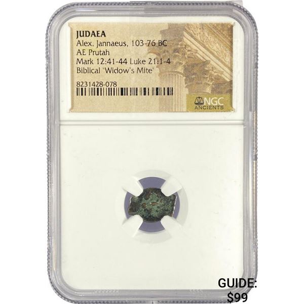 Judaea Alex. Jannaeus, 103-76 BC Widow's Mite NGC