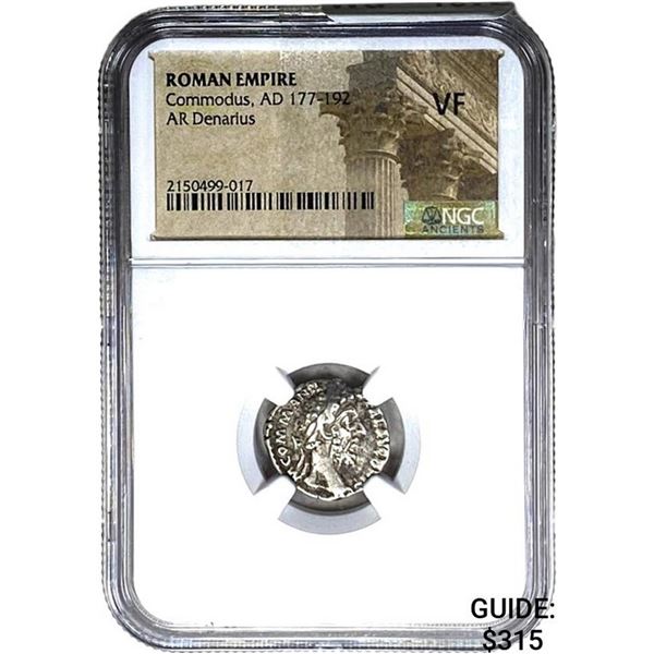 Roman Commodus, AD 177-192 Silver Denarius NGC VF