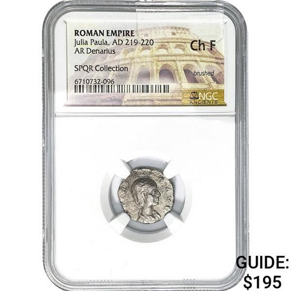 Roman Julia Paula, AD 219-220 Silver Denarius