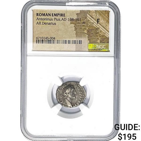 Roman Antoninus Pius, AD 138-161 Silver Denarius  F