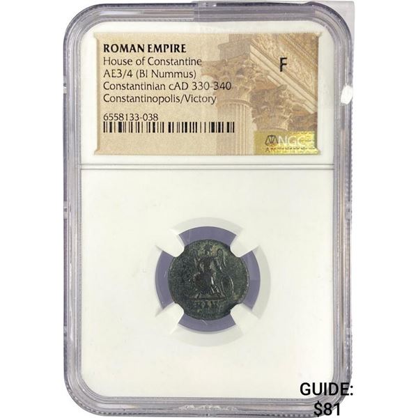 Roman Constantinian, cAD 330-340 AE3/4 BI Nummus  F