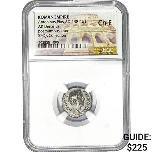 Roman Antoninus Pius, AD 138-161 Silver Denarius NGC