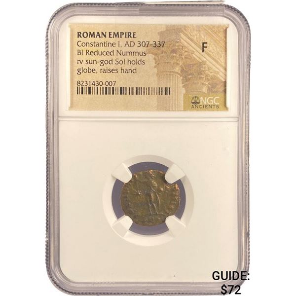 Roman Constantine I, AD 307-337 BI Nummus NGC F