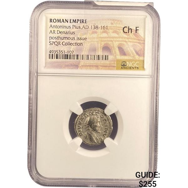 Roman Anton. Plus, AD 138-161 Silver Denarius