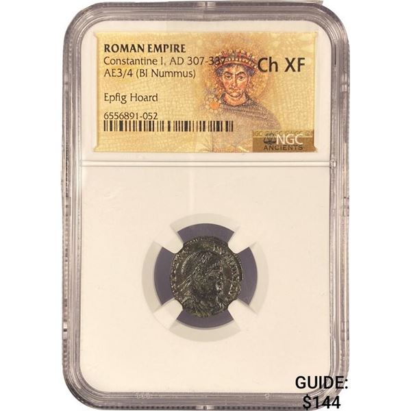 Roman Constantine I, AD 307-337 AE3/4 BI Nummus  Ch XF