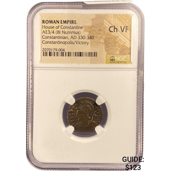 Roman Constantinian, AD 330-340 AE3/4 BI Nummus  Ch VF