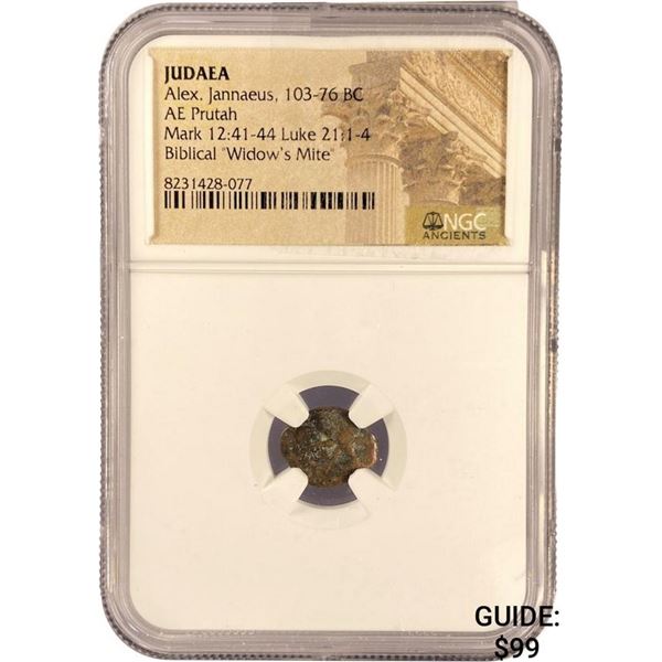 Judaea Alex. Jannaeus, 103-76 BC Bronze Prutah NGC