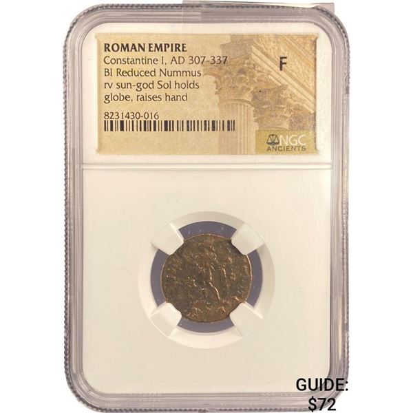 Roman Constantine I, AD 307-337 BI Resduced Nummus NGC F