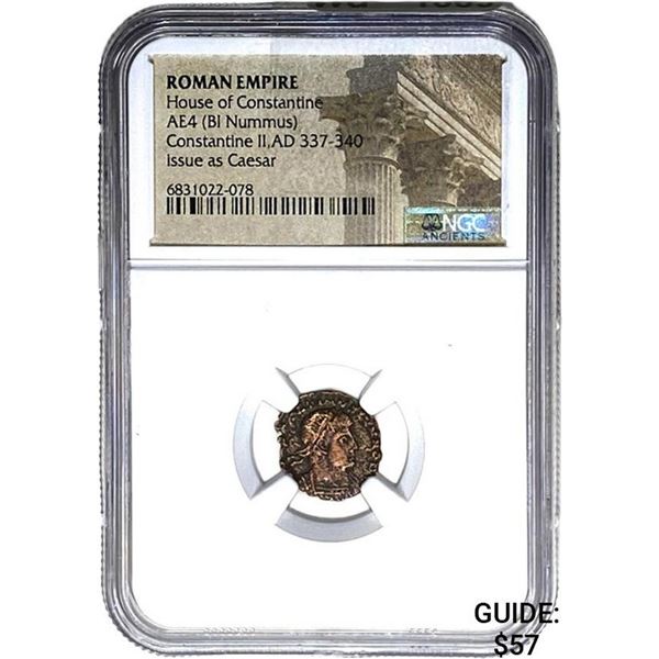 Roman Constantine II, AD 337-340 AE4 BI Nummus