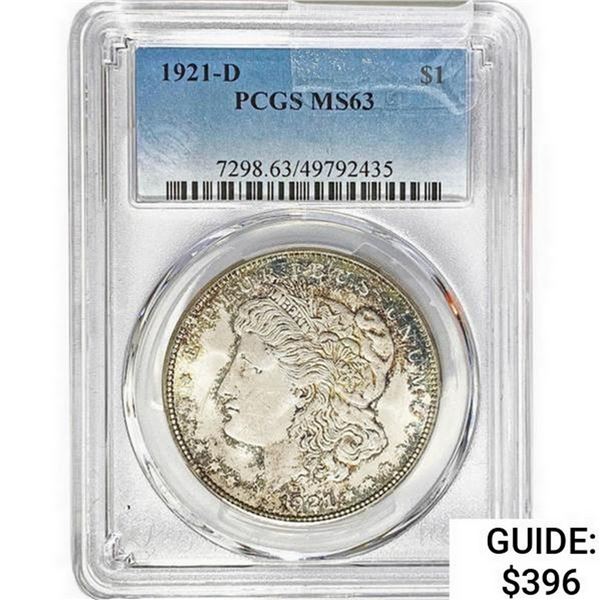1921-D Morgan Silver Dollar PCGS MS63