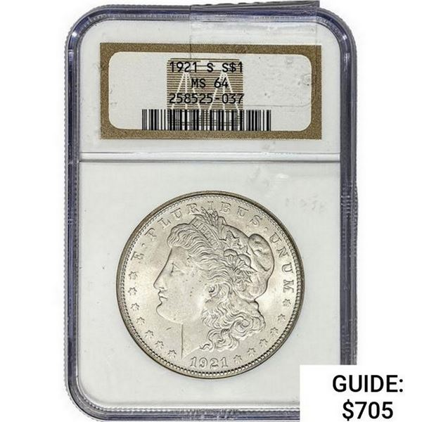 1921-S Morgan Silver Dollar NGC MS64