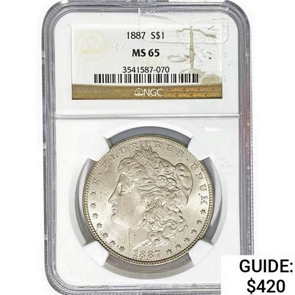 1887 Morgan Silver Dollar NGC MS65