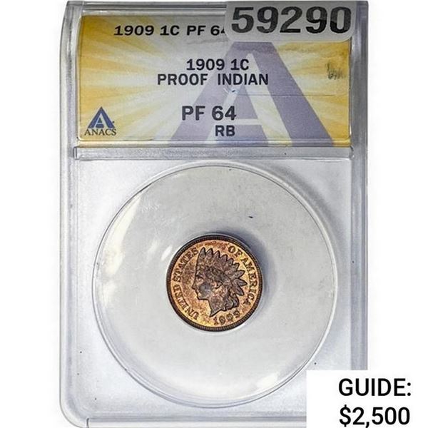 1909 Indian Head Cent ANACS PF64 RB