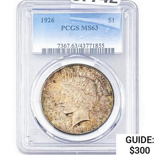 1926 Silver Peace Dollar PCGS MS63