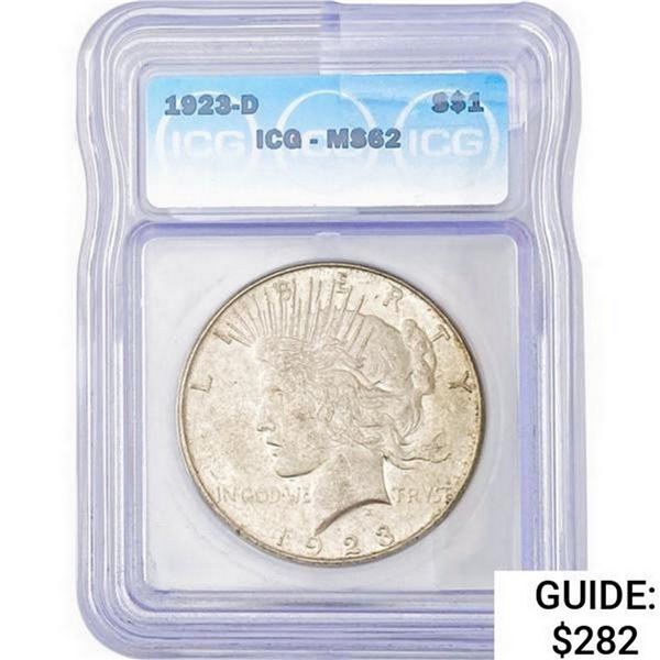 1923-D Silver Peace Dollar ICG MS62