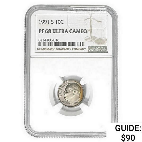 1991-S Roosevelt Dime NGC PF68 UC