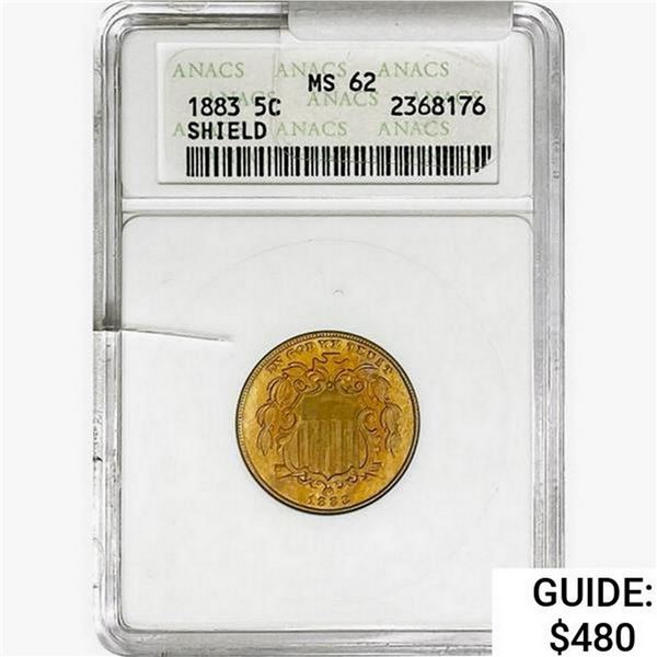 1883 Shield Nickel ANACS MS62