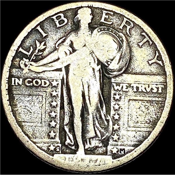 1917-S Type 2 Silver Standing Liberty Quarter LIGHTLY CIRCULATED