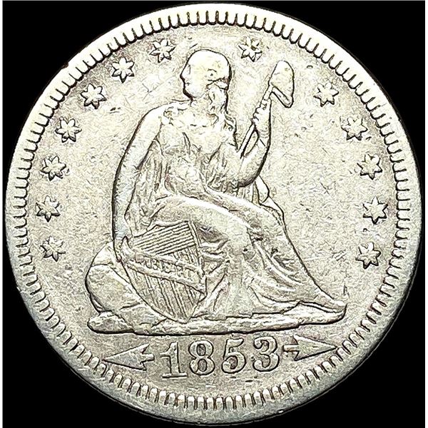 1853 Arrows/Rays Seated Liberty Quarter LIGHTLY CIRCULATED