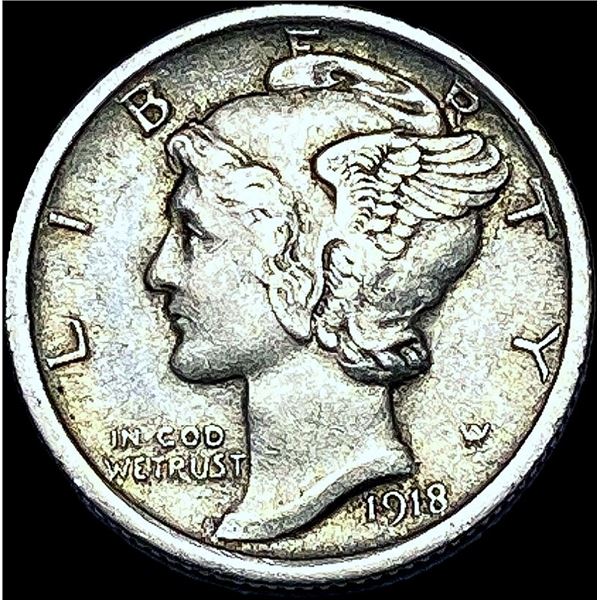1918 Silver Mercury Dime NEARLY UNCIRCULATED