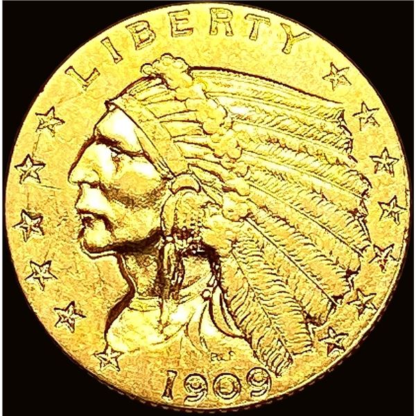 1909 Indian Head $2.5 Gold Quarter Eagle CLOSELY UNCIRCULATED