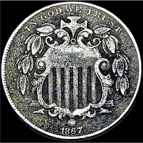 1867 Shield Nickel w/Rays LIGHTLY CIRCULATED