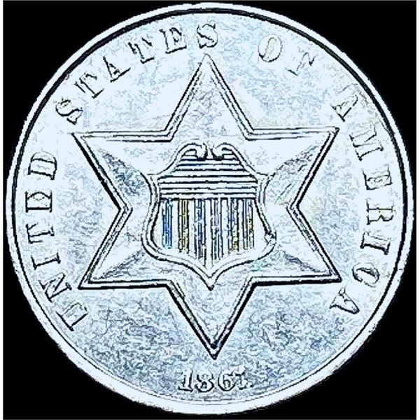1861 Silver Three-Cent Piece CHOICE AU