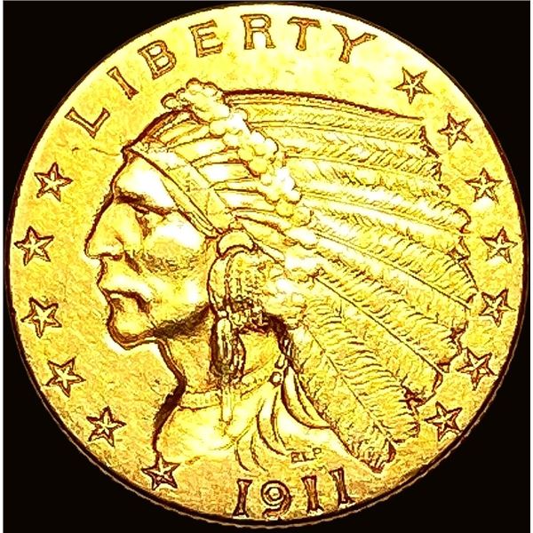 1911 Indian Head Gold $2.50 Quarter Eagle CHOICE AU
