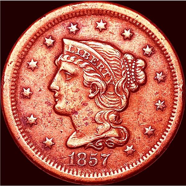 1857 Braided Hair Large Cent CLOSELY UNCIRCULATED