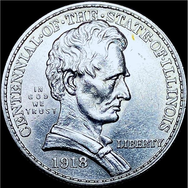 1918 Illinois Centennial Silver Half Dollar GEM BU