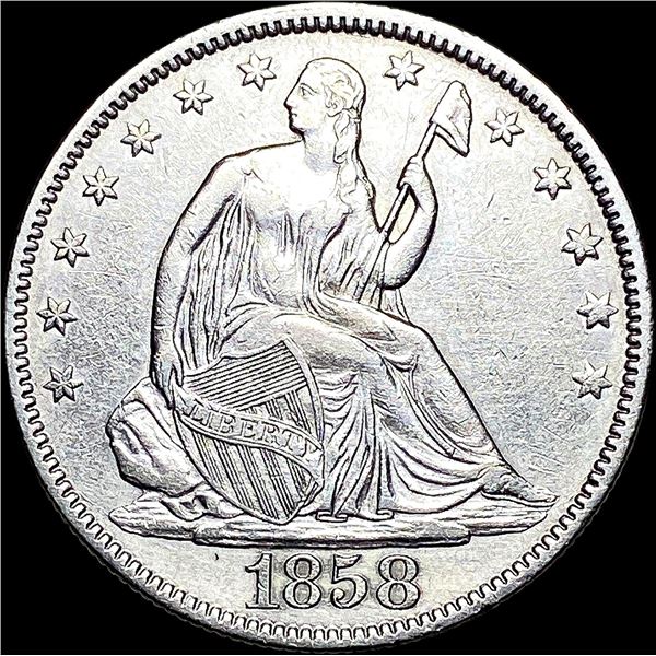 1858 Seated Liberty Half Dollar ABOUT UNCIRCULATED