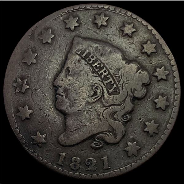 1821 Coronet Head Large Cent NICELY CIRCULATED