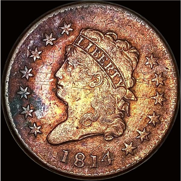 1814 RED Classic Head Large Cent LIGHTLY CIRCULATED