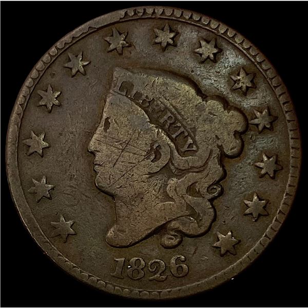 1826 Coronet Head Large Cent NICELY CIRCULATED