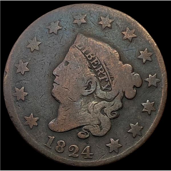 1824 Coronet Head Large Cent NICELY CIRCULATED