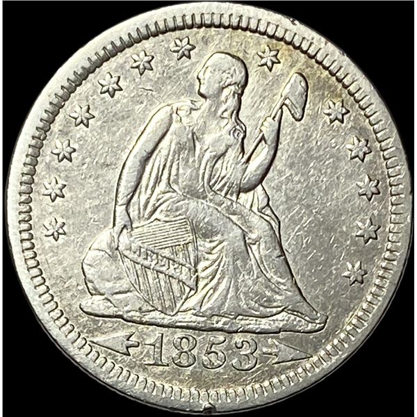 1853 Arrows/Rays Seated Liberty Quarter CLOSELY UNCIRCULATED