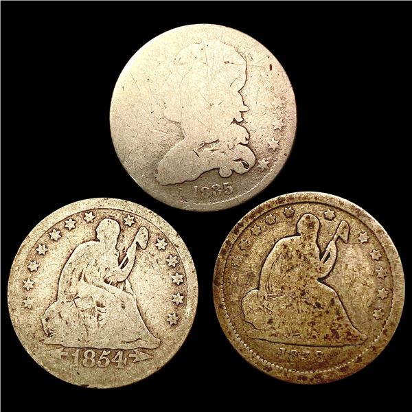1835-1854 Early US Type Quarters [3 Coins] NICELY CIRCULATED
