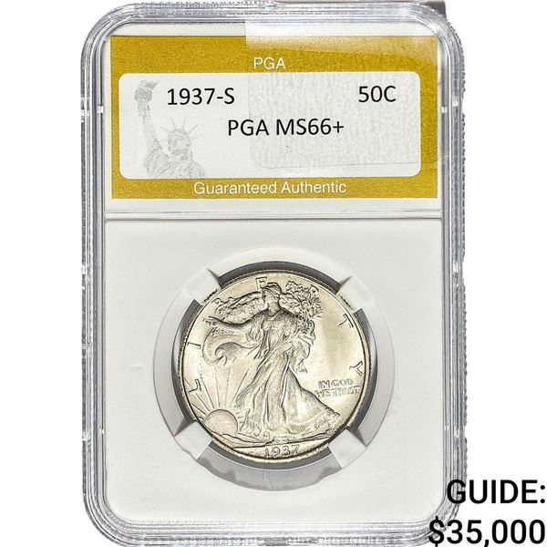1937-S Walking Liberty Half Dollar PGA MS66+