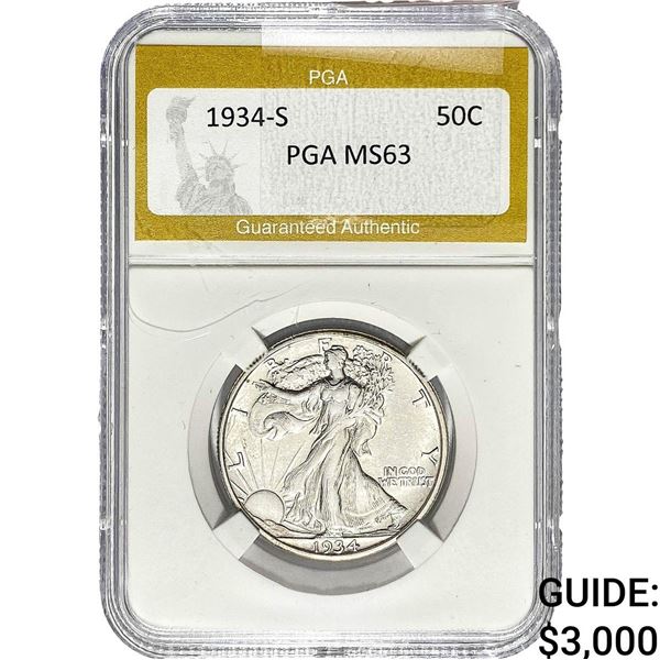 1934-S Walking Liberty Half Dollar PGA MS63