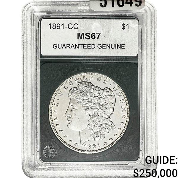 1891-CC Morgan Silver Dollar  MS67