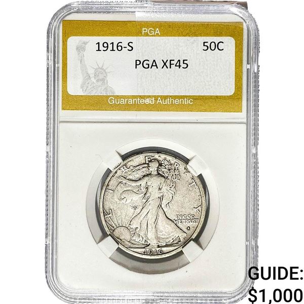 1916-S Walking Liberty Half Dollar PGA XF45