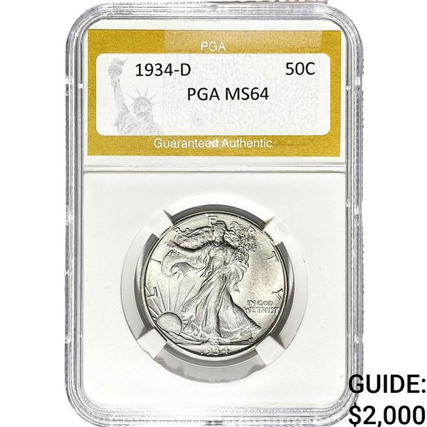 1934-D Walking Liberty Half Dollar PGA MS64
