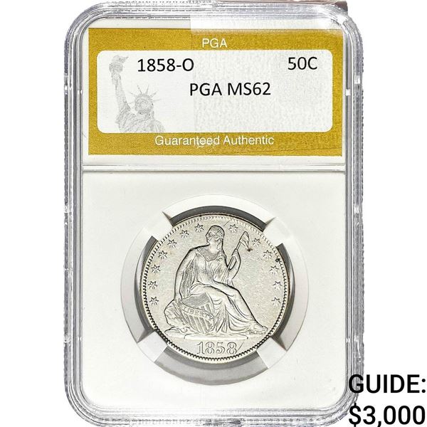 1858-O Seated Liberty Half Dollar PGA MS62