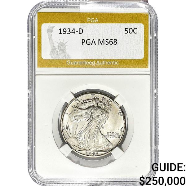 1934-D Walking Liberty Half Dollar PGA MS68