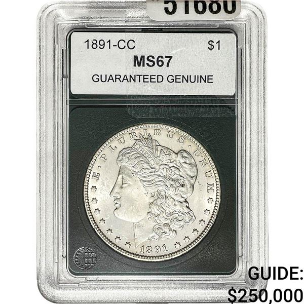 1891-CC Morgan Silver Dollar  MS67