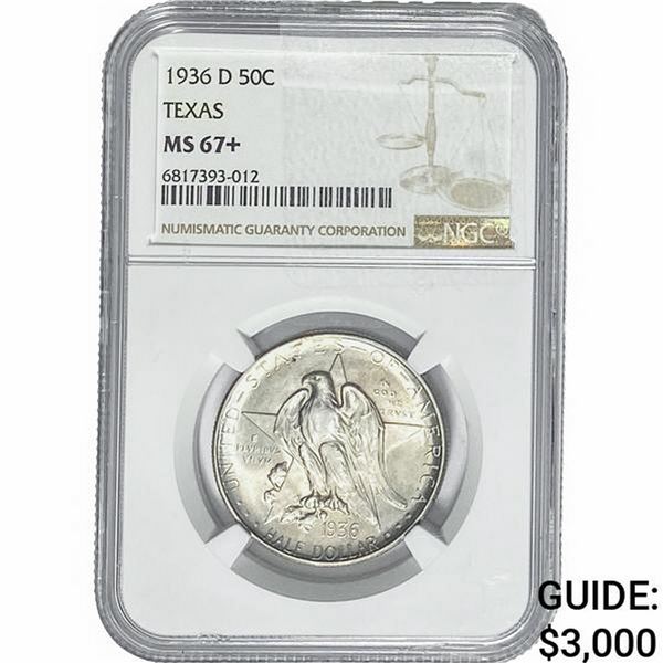 1936-D Texas Half Dollar NGC MS67+