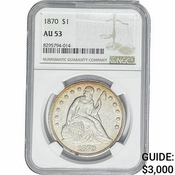 1870 Seated Liberty Dollar NGC AU53