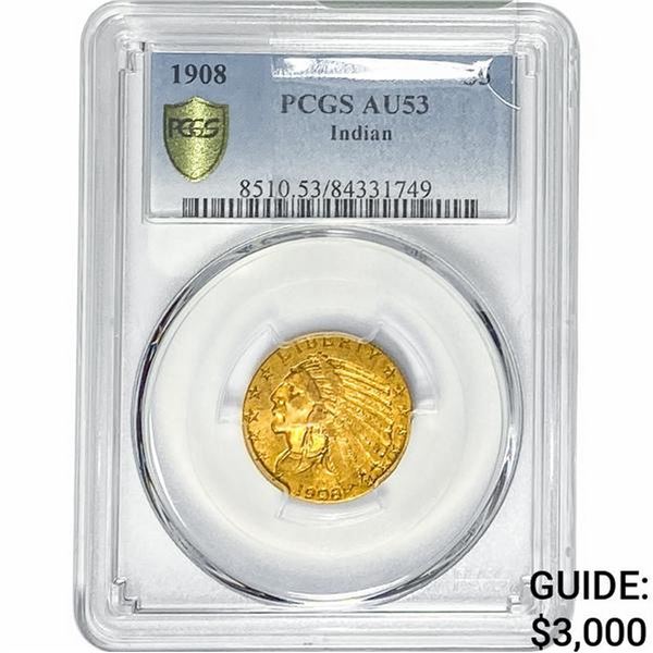 1908 $5 Gold Half Eagle PCGS AU53